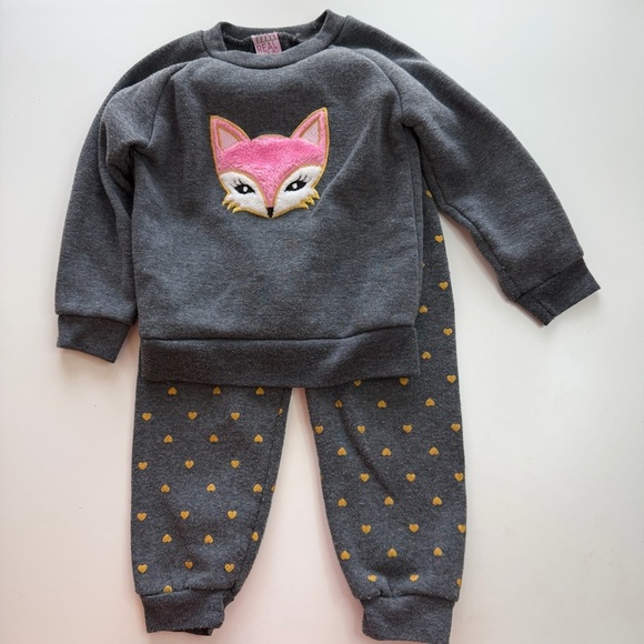 Real Love Other - Gray and Pink Fox Kids Matching Set